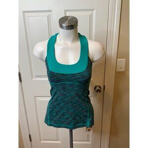 Lululemon Teal Gray Heathered Stripe Tank Top, Size 4